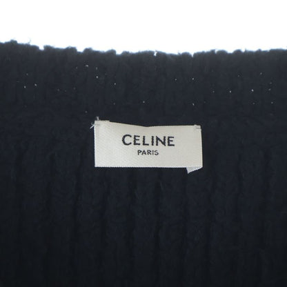 Celine Crew Neck Border Knit Sweater Navy