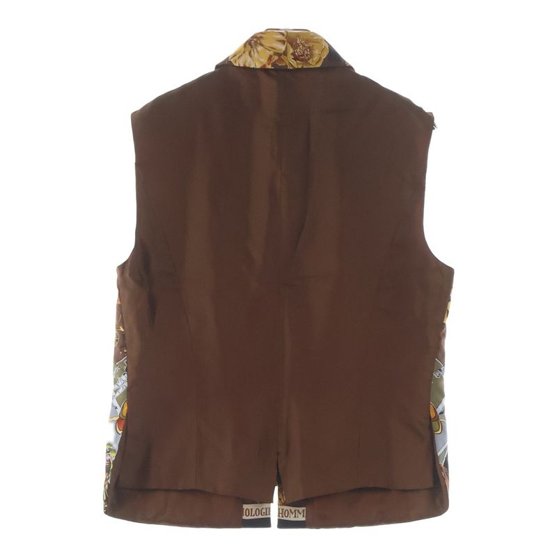 Hermes Martin Margiela Era Allover Print Silk Zip Up Sleeveless Jacket Vest