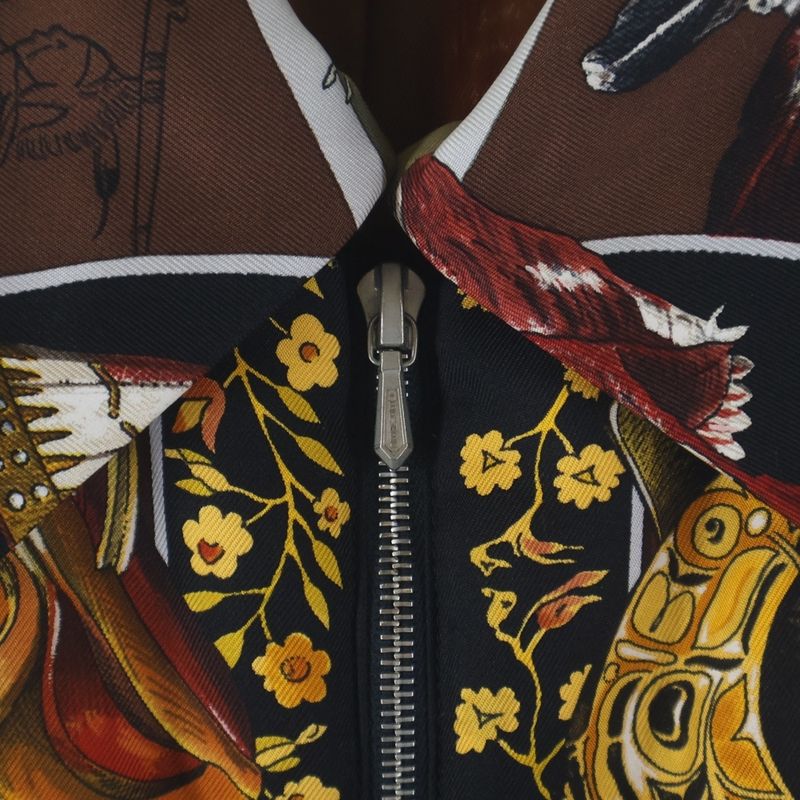 Hermes Martin Margiela Era Allover Print Silk Zip Up Sleeveless Jacket Vest