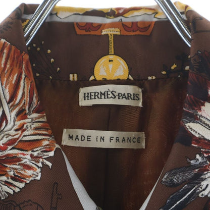 Hermes Martin Margiela Era Allover Print Silk Zip Up Sleeveless Jacket Vest