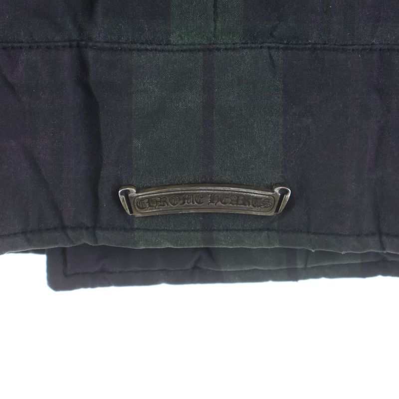 Chrome Hearts Lining Quilted Oiled Cotton Check Peacoat Green Coat