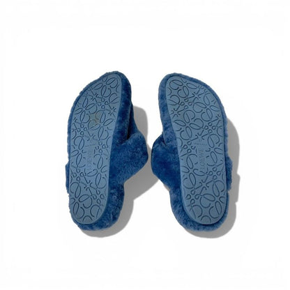 Loewe Sandals Shoes Mouth Blue Mule Thong Flat