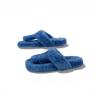 Loewe Sandals Shoes Mouth Blue Mule Thong Flat
