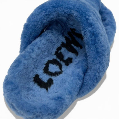Loewe Sandals Shoes Mouth Blue Mule Thong Flat