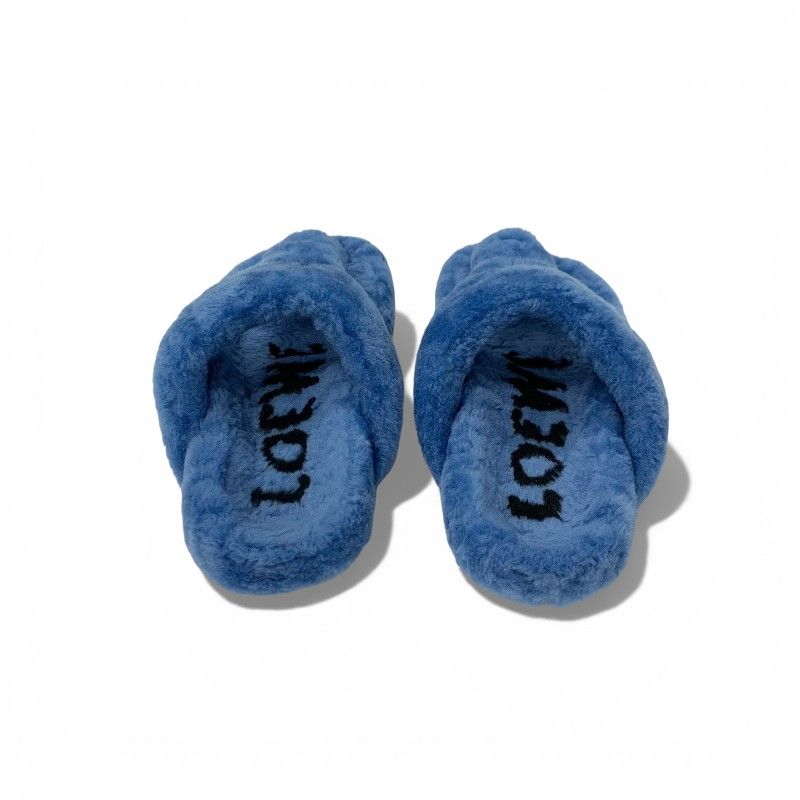 Loewe Sandals Shoes Mouth Blue Mule Thong Flat