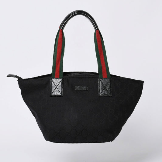 Gucci Handbag Sherry Line GG Canvas Silver Black
