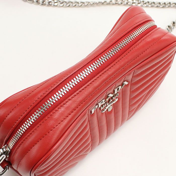 Prada Chain Diagram Shoulder Bag Leather