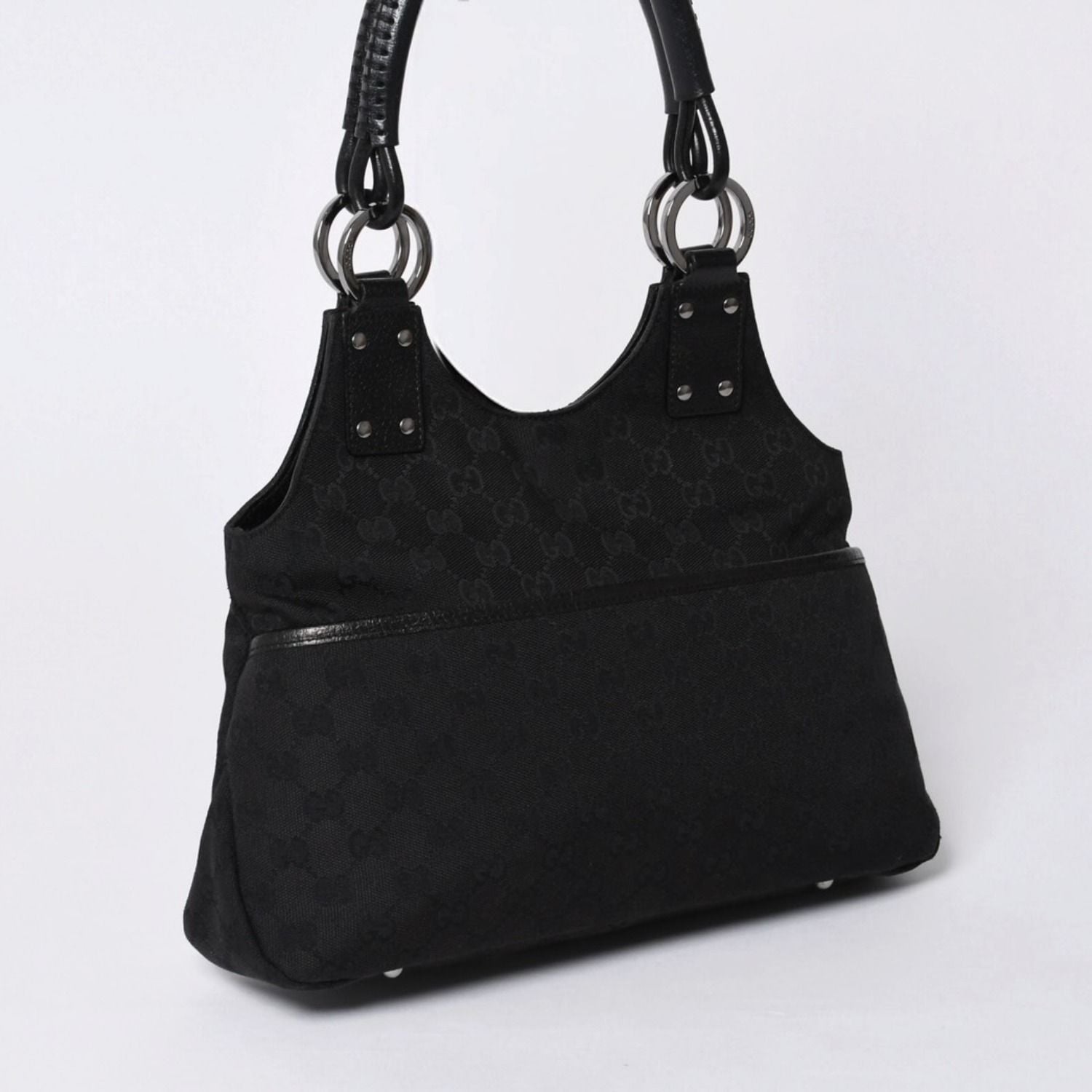 Gucci Hand Bag Handbag GG Canvas Black — view 2