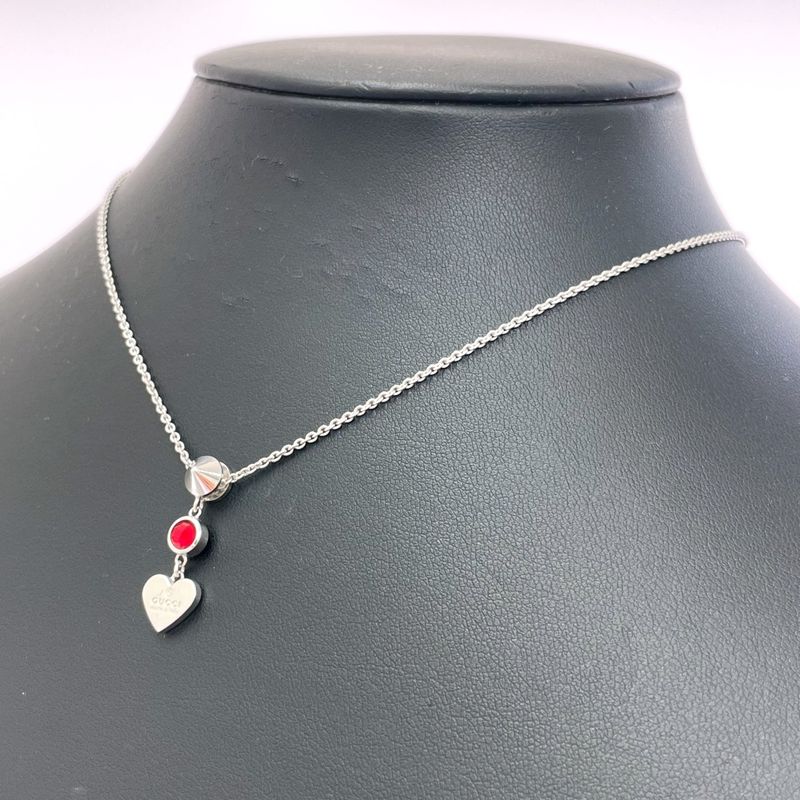 Gucci Silver Heart Necklace 925 Sterling Engraved