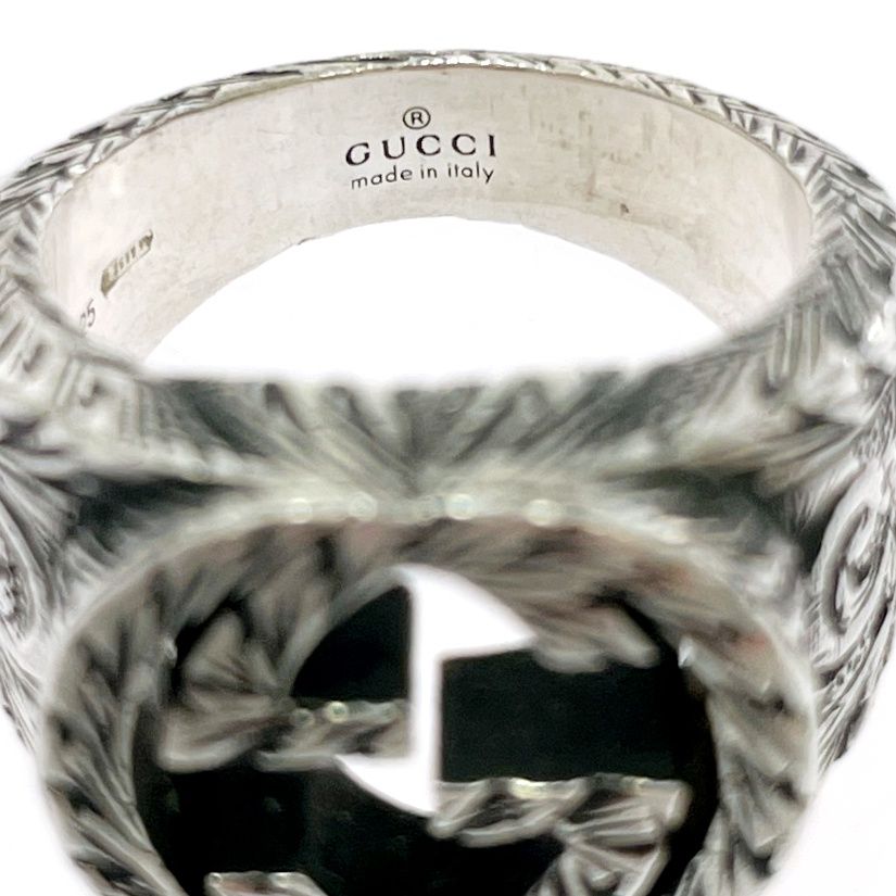 Gucci Silver Arabesque Interlocking Gring 925 Engraved Ring