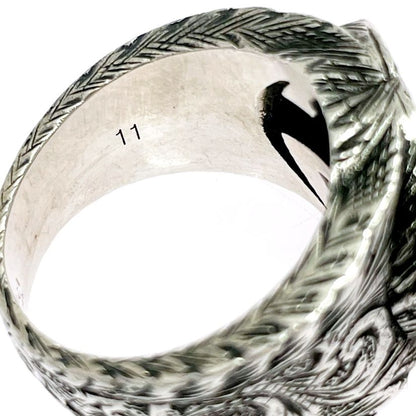 Gucci Silver Arabesque Interlocking Gring 925 Engraved Ring