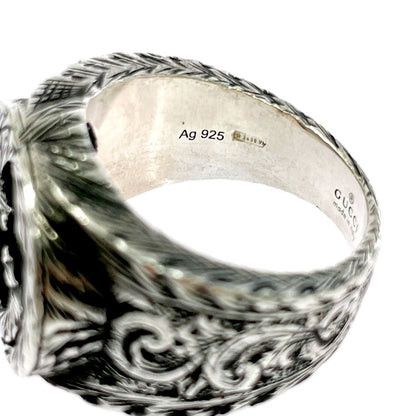 Gucci Silver Arabesque Interlocking Gring 925 Engraved Ring