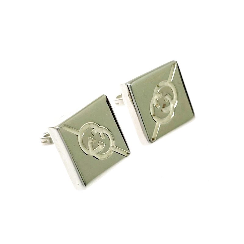 Gucci Silver Interlocking Square Earrings 925 Engraved