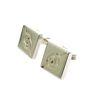 Gucci Silver Interlocking Square Earrings 925 Engraved