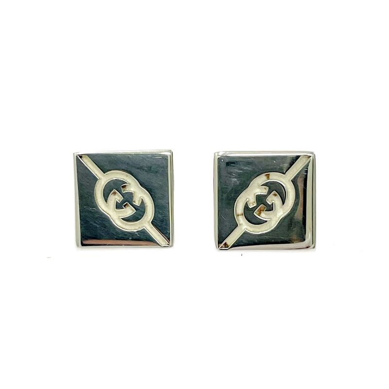 Gucci Silver Interlocking Square Earrings 925 Engraved