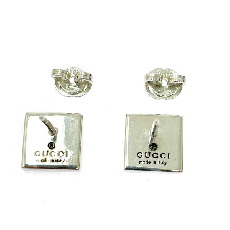 Gucci Silver Interlocking Square Earrings 925 Engraved