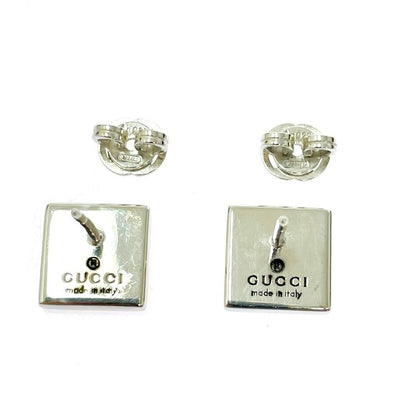 Gucci Silver Interlocking Square Earrings 925 Engraved
