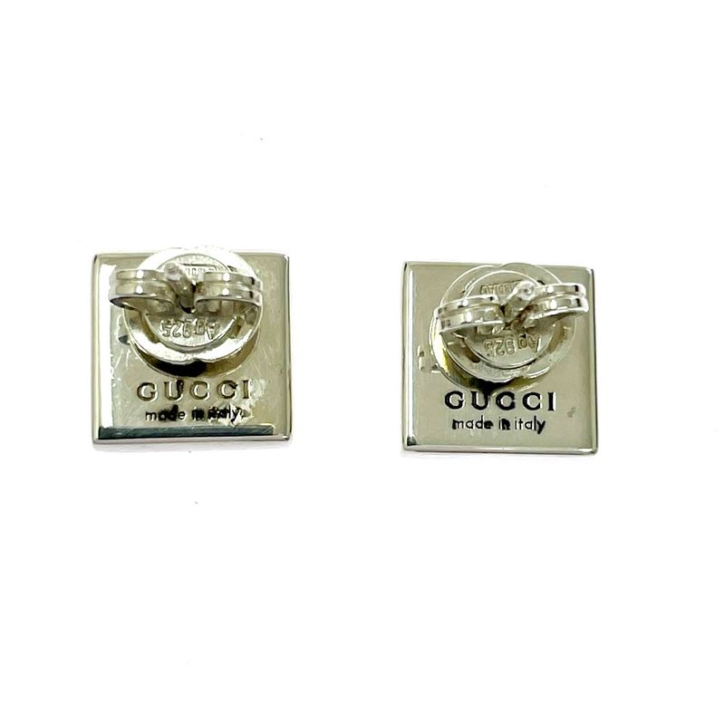 Gucci Silver Interlocking Square Earrings 925 Engraved