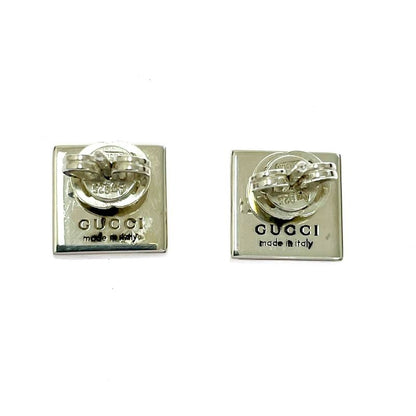 Gucci Silver Interlocking Square Earrings 925 Engraved