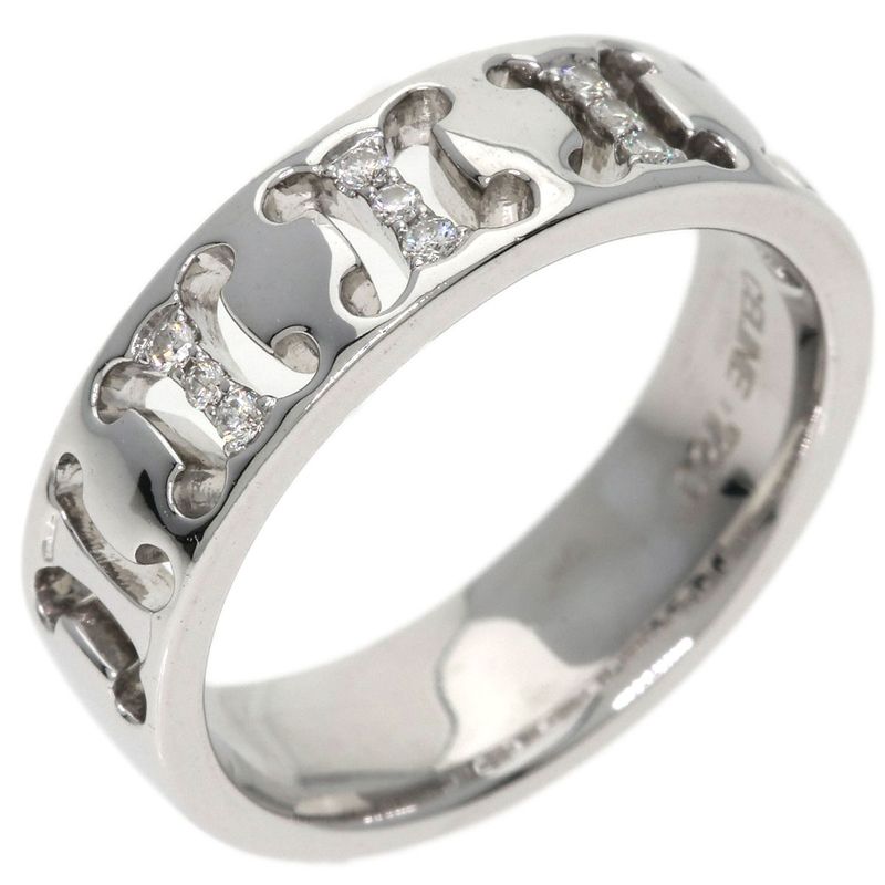 Celine Logo Diamond Ring 18k White Gold