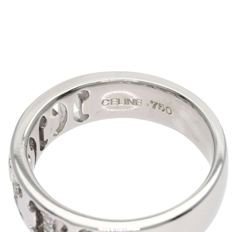 Celine Logo Diamond Ring 18k White Gold
