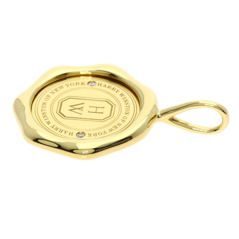 Harry Winston Logo Shield Diamond Pendant Top 18k Yellow Gold