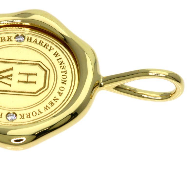 Harry Winston Logo Shield Diamond Pendant Top 18k Yellow Gold