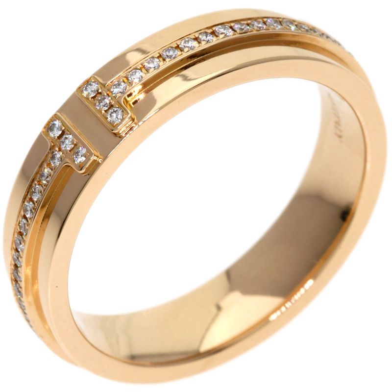 Tiffany & Co T Narrow Diamond Ring 18k Pink Gold