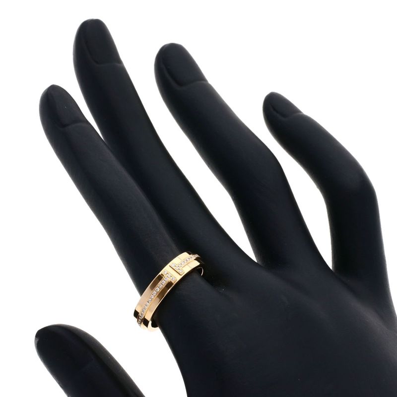 Tiffany & Co T Narrow Diamond Ring 18k Pink Gold