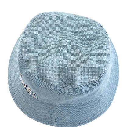 Chanel Logo Bucket Hat Denim Blue Shallow No String Sequins