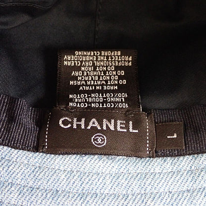 Chanel Logo Bucket Hat Denim Blue Shallow No String Sequins