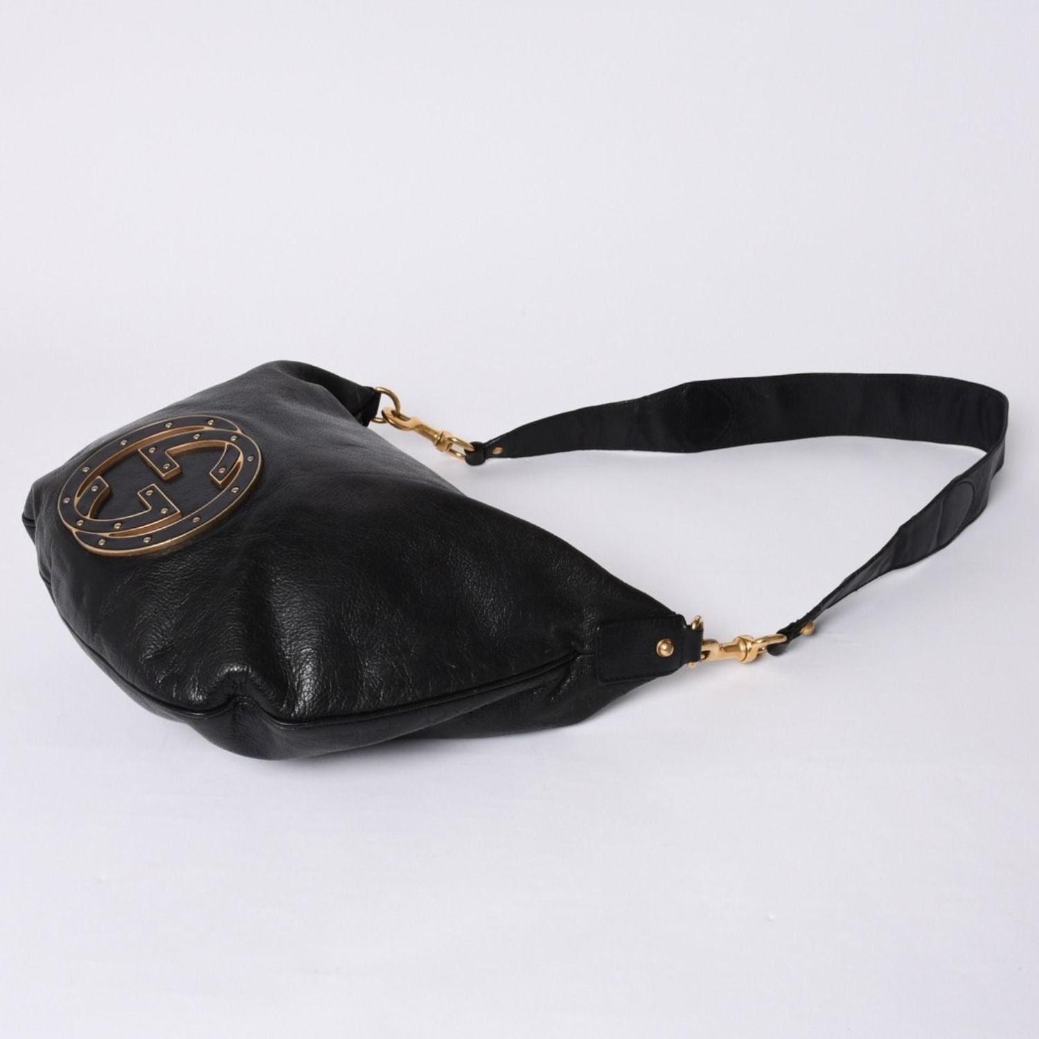 Gucci Bag Double G GG Logo Leather Black Gold — view 4