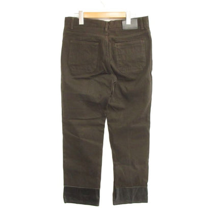 Louis Vuitton Brown Denim Pants Jeans Hem Leather Switch 48