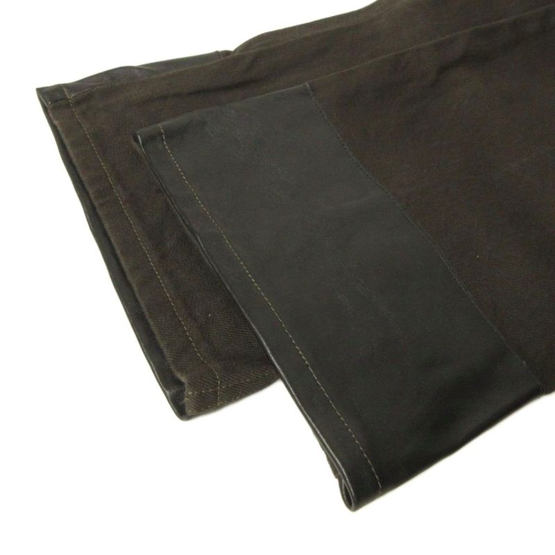 Louis Vuitton Brown Denim Pants Jeans Hem Leather Switch 48