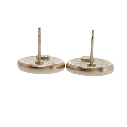 Chanel CC Logo Circle Earrings Metal Crystal Gold