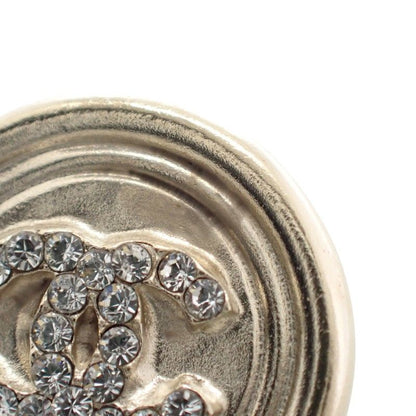 Chanel CC Logo Circle Earrings Metal Crystal Gold