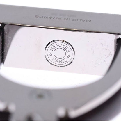 Hermes Etrier Vulcanium Metal Necklace Silver Dark Brown