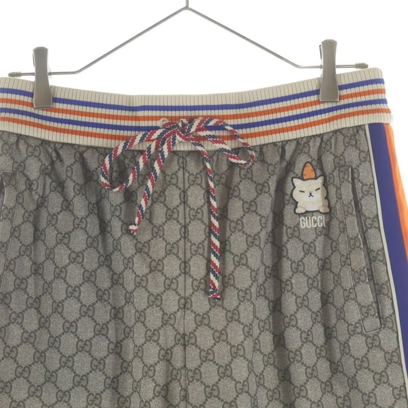 Gucci Animal Embroidery Side Line Technical Cotton Jersey Track Pants Beige