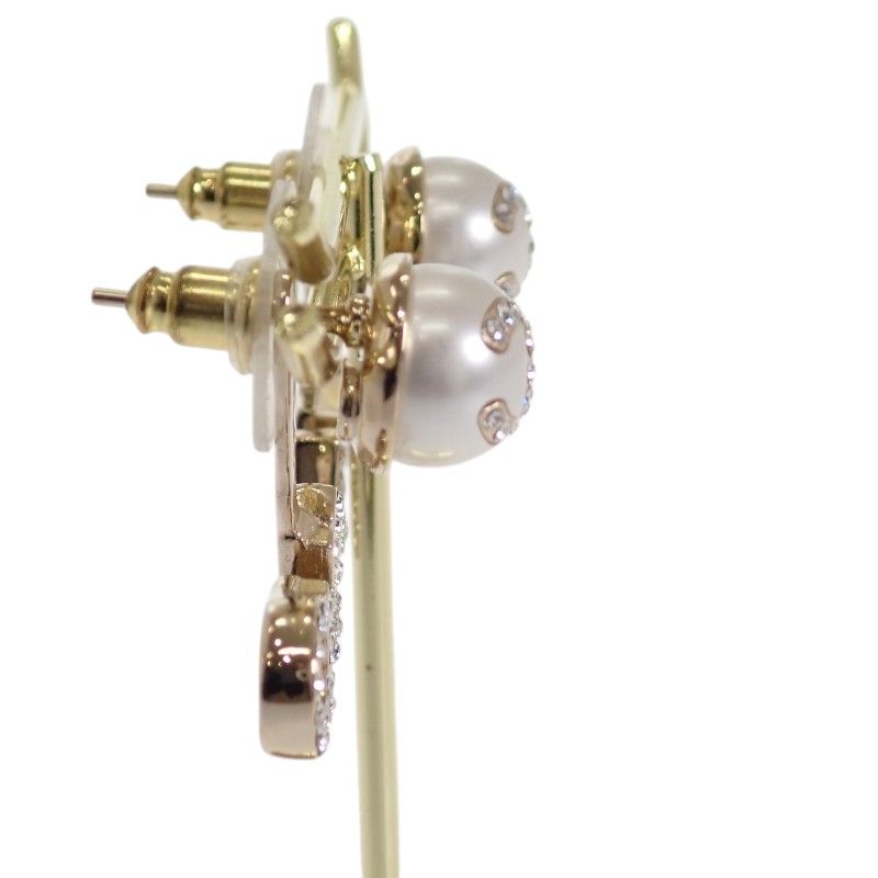Chanel CC Logo Earrings 2-Way Faux Pearl Gold