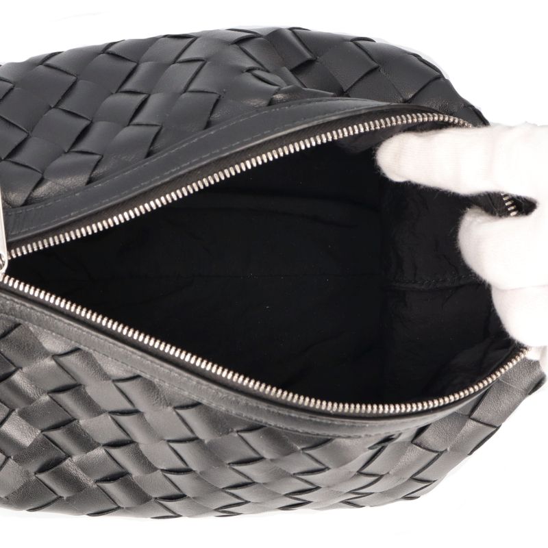 Bottega Veneta Vertical Wallace Intrecciato Bags Black Shoulder Bag