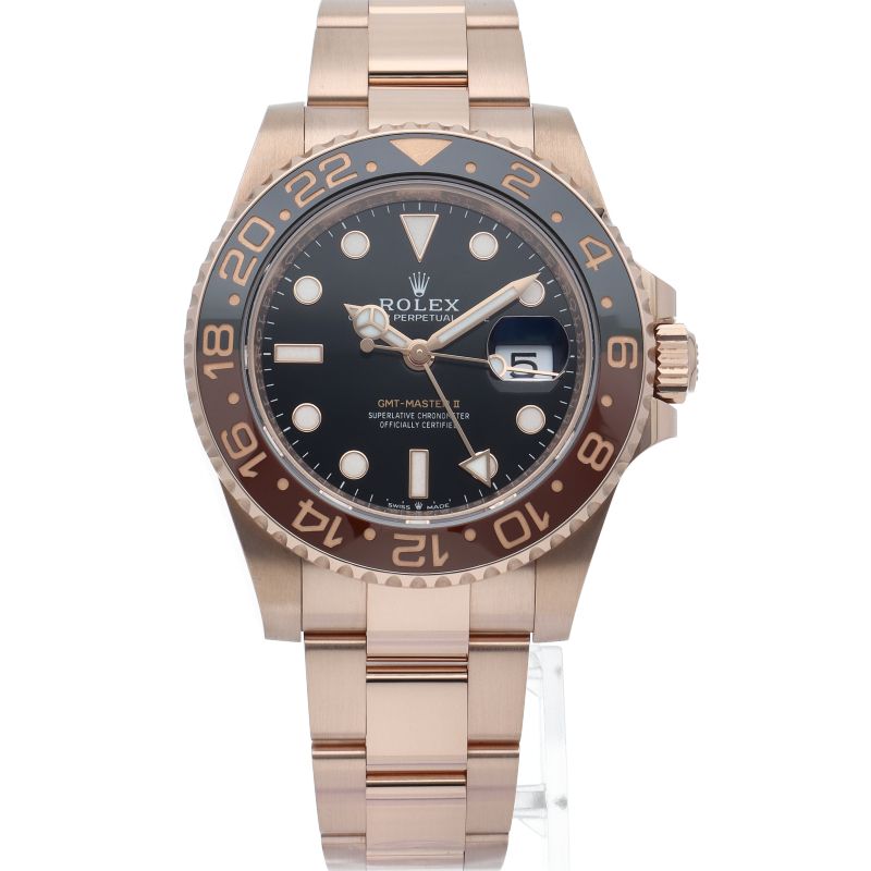 Rolex Gmt Master 2 Watch Box 18k Pink Gold Black Polished