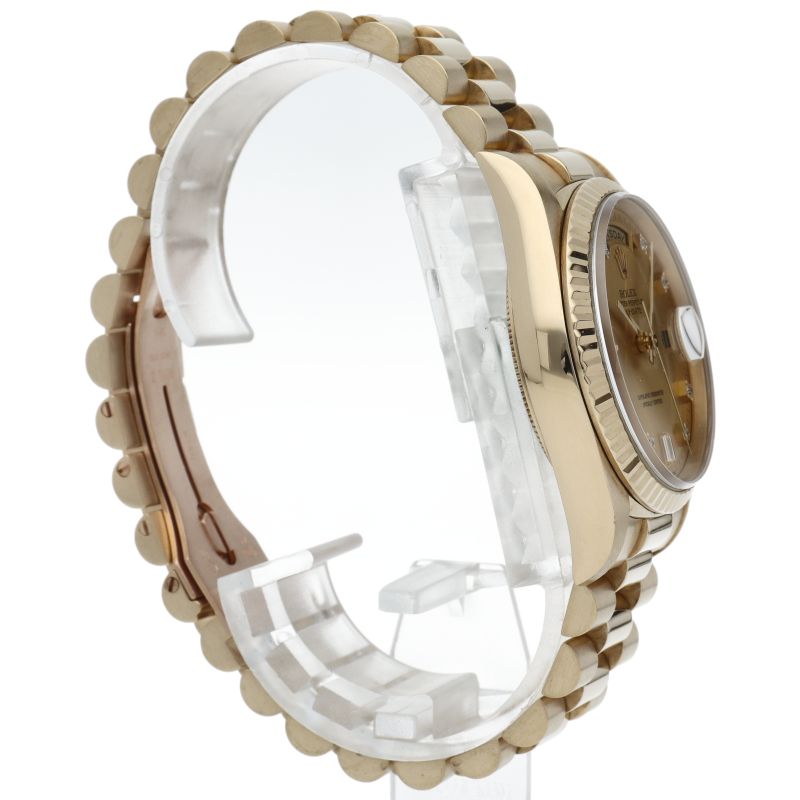 Rolex Day Date Watch Diamond Box 18k Yellow Gold Chien Pankara Polished