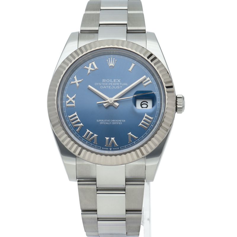 Rolex Datejust 41 Watch Oyster Azroble Box 18k White Gold SS