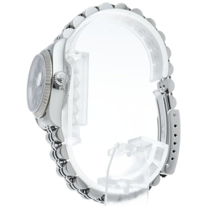 Rolex Datejust Watch 18k White Gold SS Black Polished