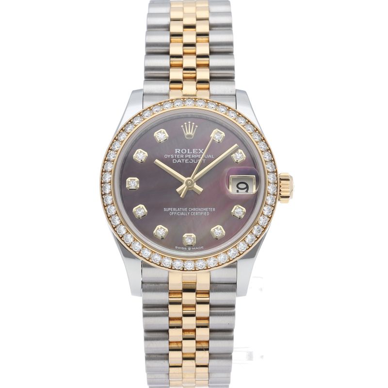 Rolex Datejust 31 Boys Watch Diamond Bezel Black Shell