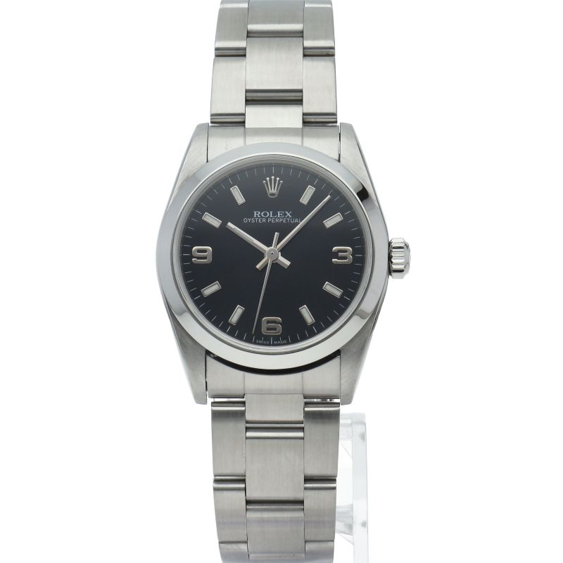 Rolex Oyster Perpetual Boys Watch Box SS Black Polished