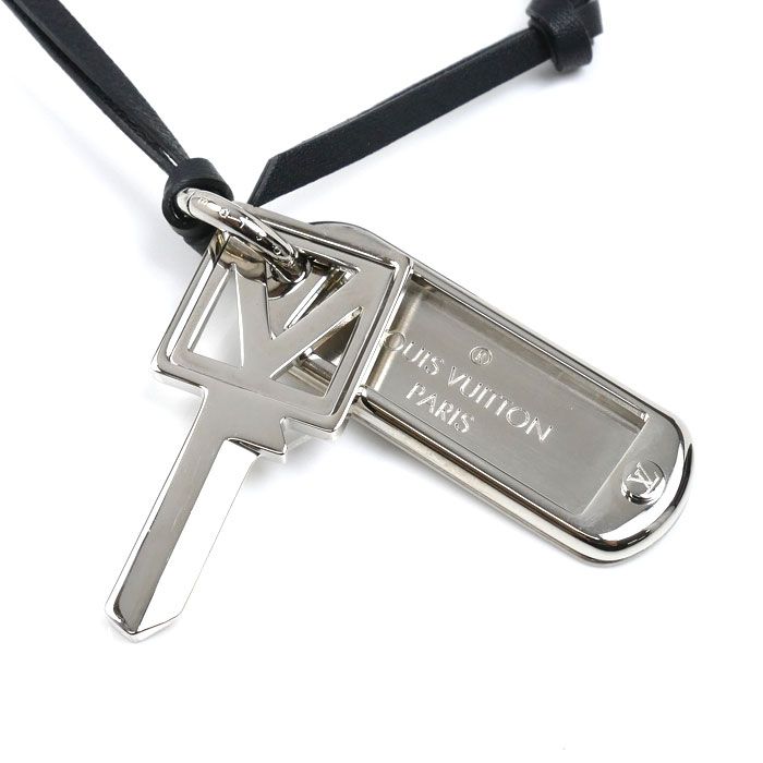 Louis Vuitton Metal Leather Collier Plaque Square Necklace
