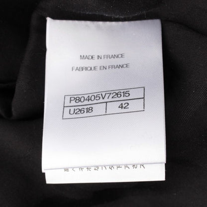 Chanel Tweed Collarless Jacket Black Pink 42