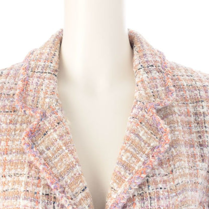 Chanel Wool Coco Button Tweed 4 Pocket Tailored Jacket Pink Beige 40