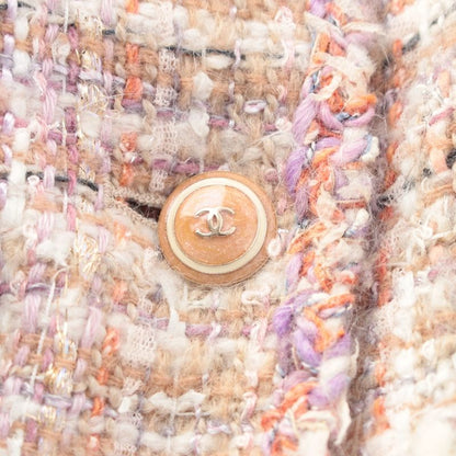 Chanel Wool Coco Button Tweed 4 Pocket Tailored Jacket Pink Beige 40